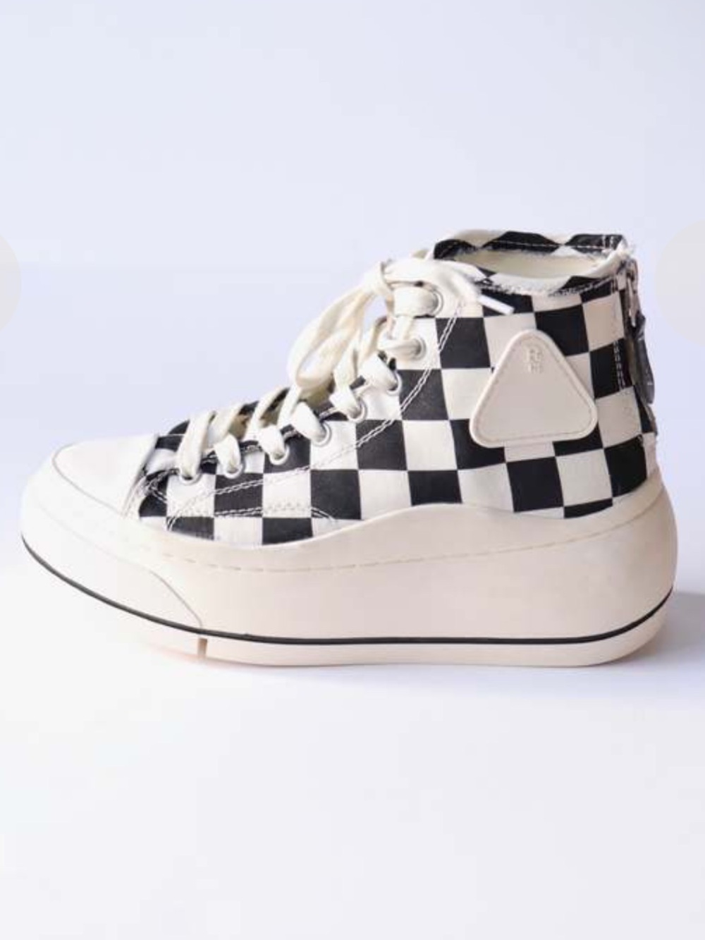 R13 Black and White Check Kurt High-Top Sneakers,
